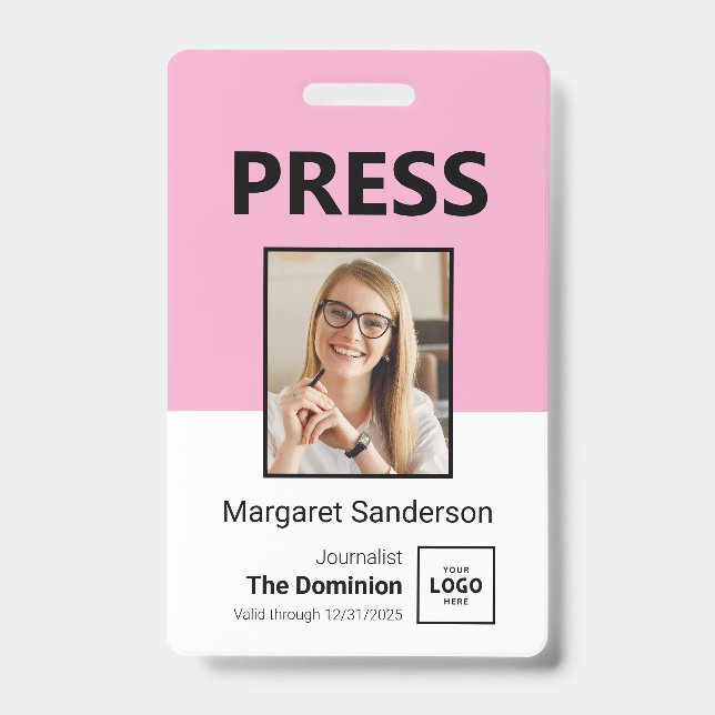 Badge d'identification de presse moderne avec phot (Avant)
