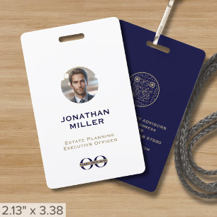 Badge d'identification d'employé avec code QR phot