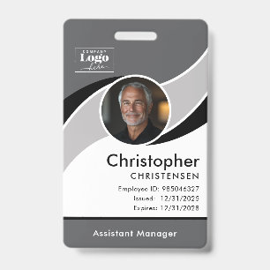 Badge d'identification d'employé d'entreprise Gris