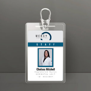 Badge d'identification d'employé moderne bleu et g