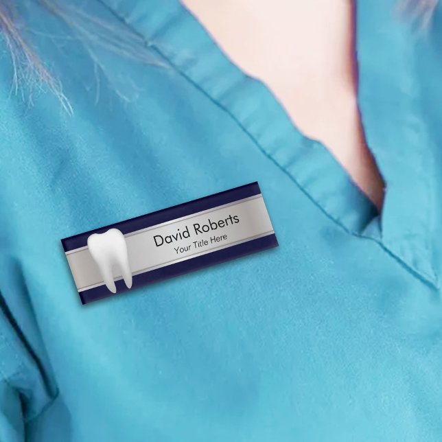 Badge D'identification Dentiste professionnel Marine Argent Dental Assist (Créateur téléchargé)