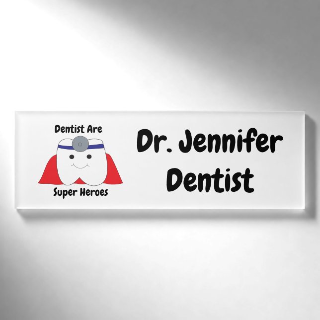 Badge D'identification Dentiste Super Heroes Tooth Custom (Devant)