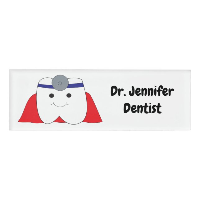 Badge D'identification Dentiste Super Héros Dent Personnaliser (Devant)