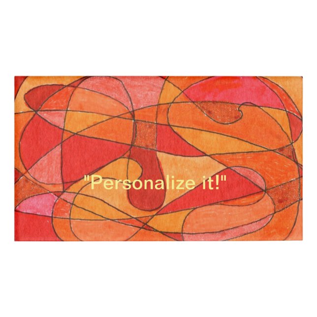 Badge D'identification Design bio gratuit en rouge, orange et rose (Devant)