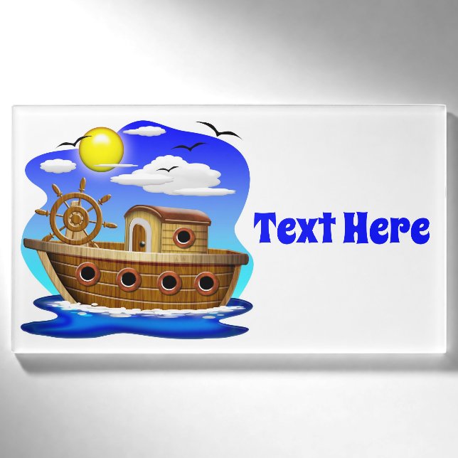 Badge D'identification Dessin de bateau de pêche (Devant)