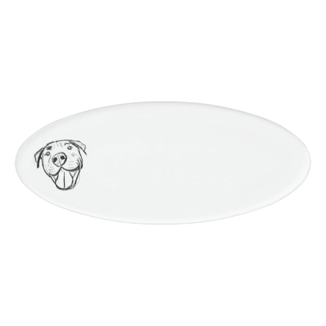 Badge D'identification dessin de bulle simple amoureux de les chiens noir (Devant)