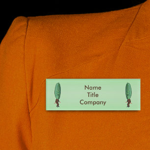 Badge D'identification Deux hommes cool vintage à tête de cornichon vert