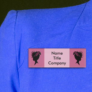 Badge D'identification Deux silhouettes noires de femmes aux chapeaux fan