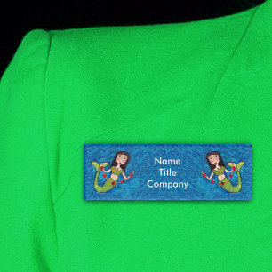 Badge D'identification Deux sirènes d'art populaire tenant une chaîne de 