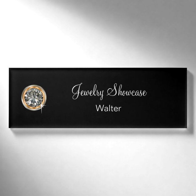 Badge D'identification Diamant chic de Faux de bijoutier (Devant)