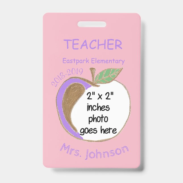 Badge d'identification double face pour enseignant (Avant)