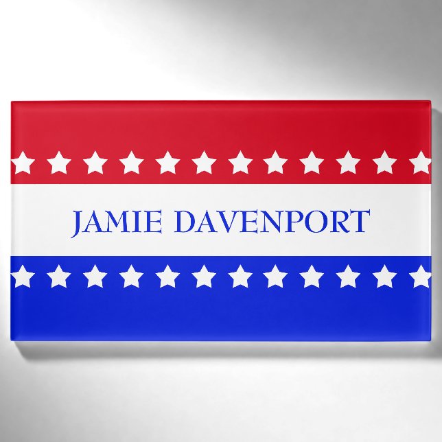 Badge D'identification Drapeau américain Stars Rouge Blanc Bleu (Devant)