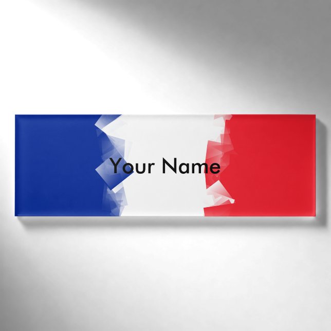 Badge D'identification Drapeau de la France cubique (Devant)