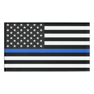 Badge D'identification Drapeau de la ligne bleue mince des États-Unis