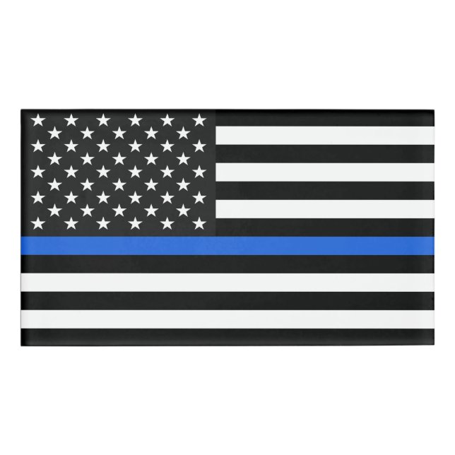 Badge D'identification Drapeau de la ligne bleue mince des États-Unis (Devant)