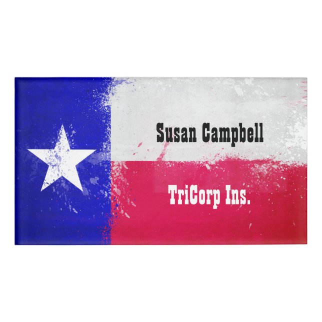 Badge D'identification Drapeau d'état du Texas en état de détresse (Devant)