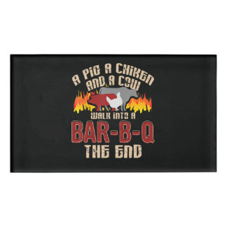 Badge D'identification Drôle Cochon Poulet Barre de Vache B Q Barbecue Ch