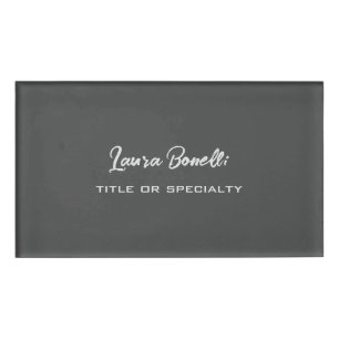 Badge D'identification Écriture minimaliste Professionnelle Moderne Gris 