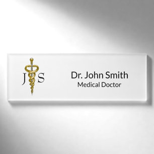 Badge D'identification Elégant Argent Médicale Classy Noble Asclepius