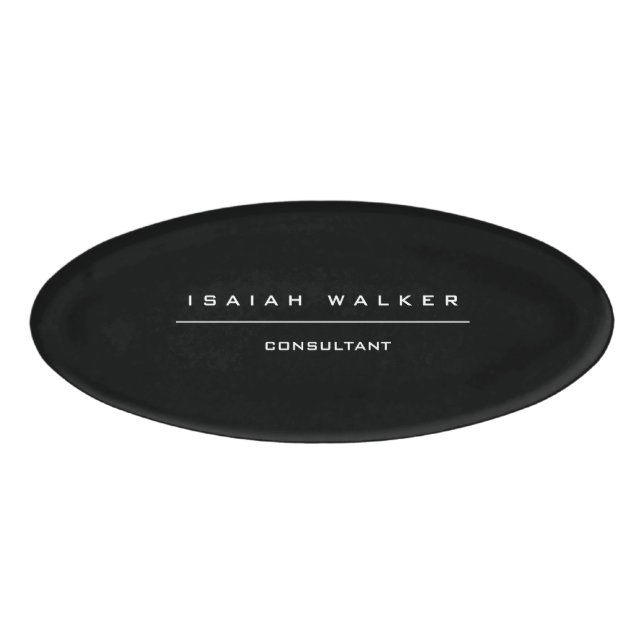 Badge D'identification Élégant Chic Plain Unique Spécial Noir & Blanc (Devant)