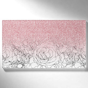 Badge D'identification Élégant Doodle Floral rose Gradient Parties scinti