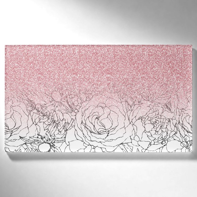 Badge D'identification Élégant Doodle Floral rose Gradient Parties scinti (Devant)