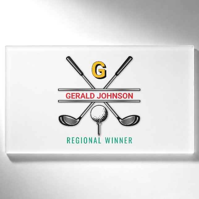 Badge D'identification Élégant Monogramme de golf Customisé (Devant)