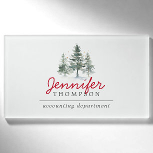 Badge D'identification Élégant Noël Arbres Bois Fête de Noël