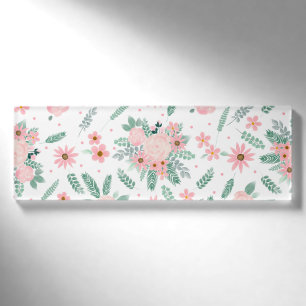 Badge D'identification Élégant peinture à l'aquarelle rose moderne