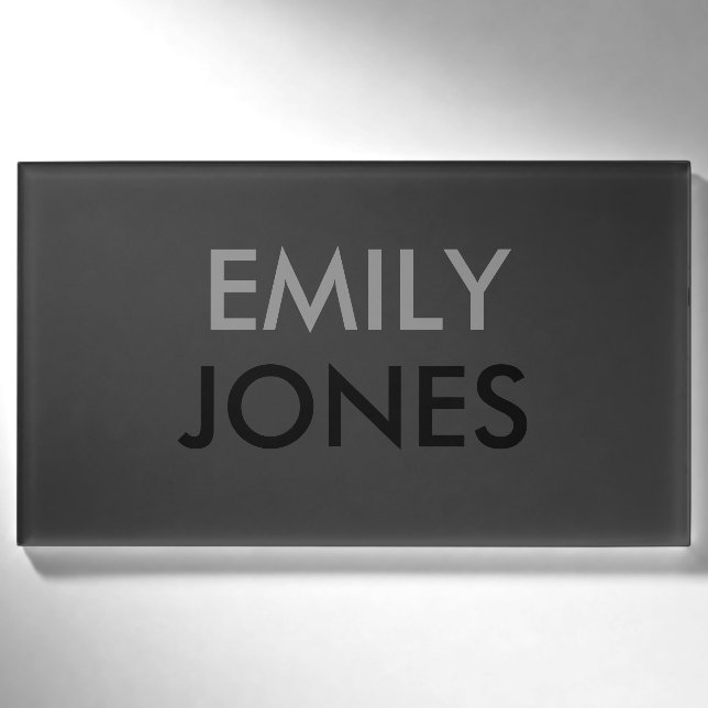 Badge D'identification Elégant simple noir et gris personnalisé (Devant)