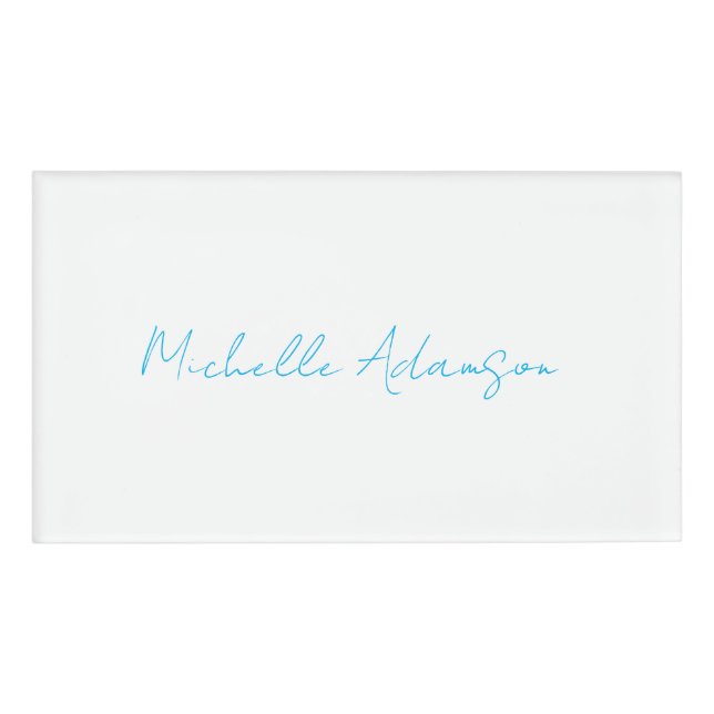 Badge D'identification Élégant style rétro Ciel bleu blanc (Devant)