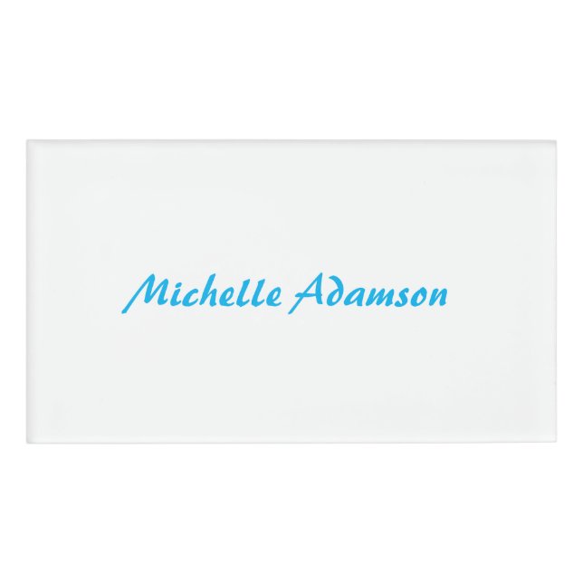 Badge D'identification Élégant style rétro Ciel bleu blanc (Devant)