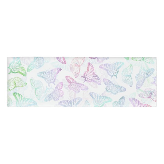 Badge D'identification Elégante Parties scintillant colorée design papill (Devant)