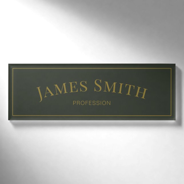 Badge D'identification Elégante tendance Moss Green Gold Luxury professio (Devant)