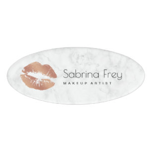 Badge D'identification Élégantes lèvres en or rose en cuivre et maquillag