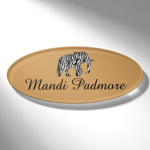 Badge D'identification Elephant avec Zebra Stripes + vos idées