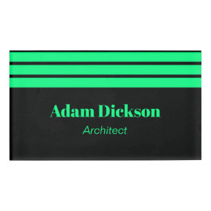 Badge D'identification Employé noir rayures vert néon