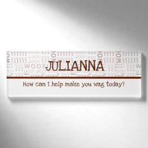 Empreinte de patte avec message Woof Art en marron