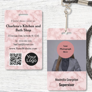 Badge d'identification en marbre rose Faux