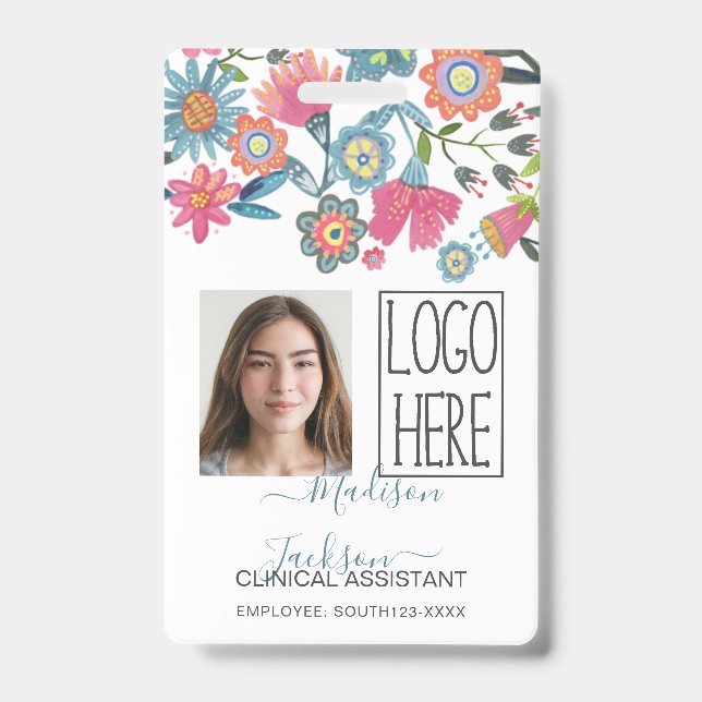 Badge d'identification en plastique floral pour fe (Avant)