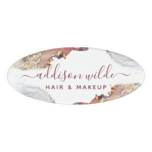 Badge D'identification Encre D'Aquarelle Liquide D'Art Moderne Purple Et 