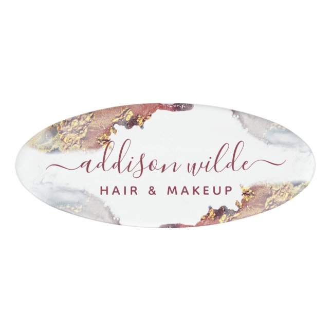 Badge D'identification Encre D'Aquarelle Liquide D'Art Moderne Purple Et  (Devant)