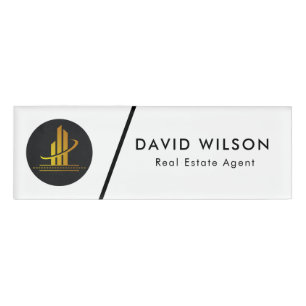 Badge D'identification Étiquette de nom d'agent immobilier minimaliste mo