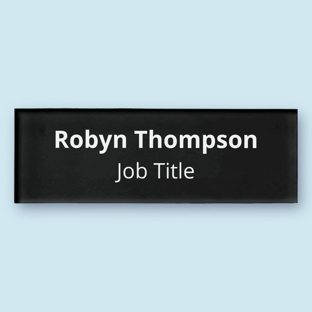 Badge D'identification Étiquette de nom professionnel en acrylique HD noi (MISOOK Magnetic Simple Black Name Tag)