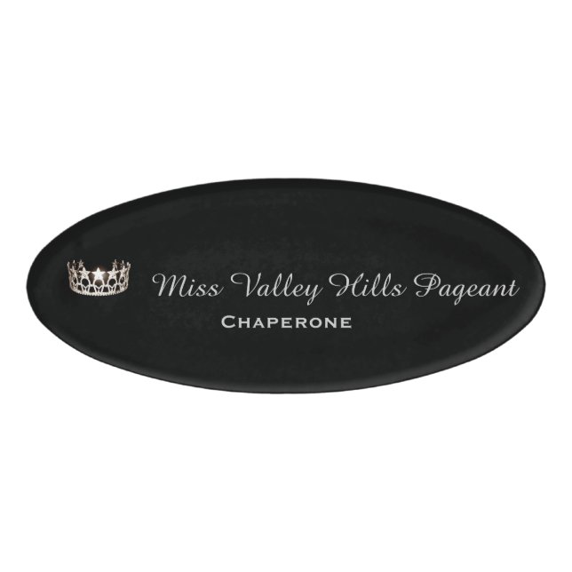 Badge D'identification Étiquette Miss USA Silver Crown Oval (Devant)
