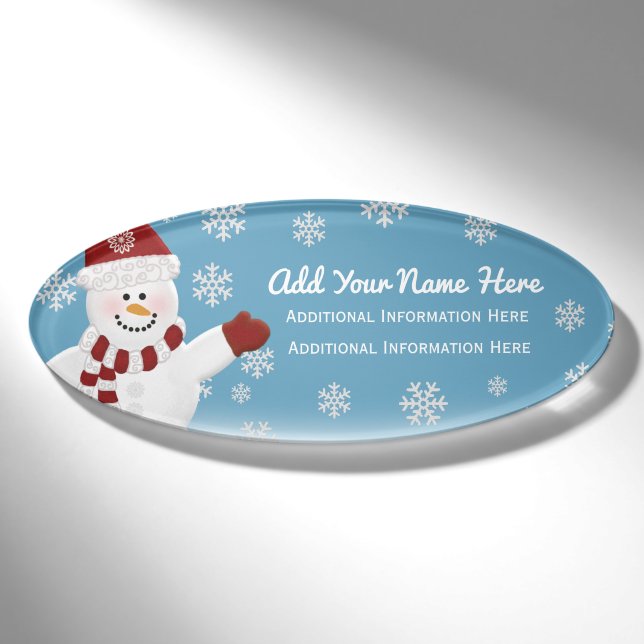 Badge D'identification Étiquette nommée de bonhomme de neige (Devant)