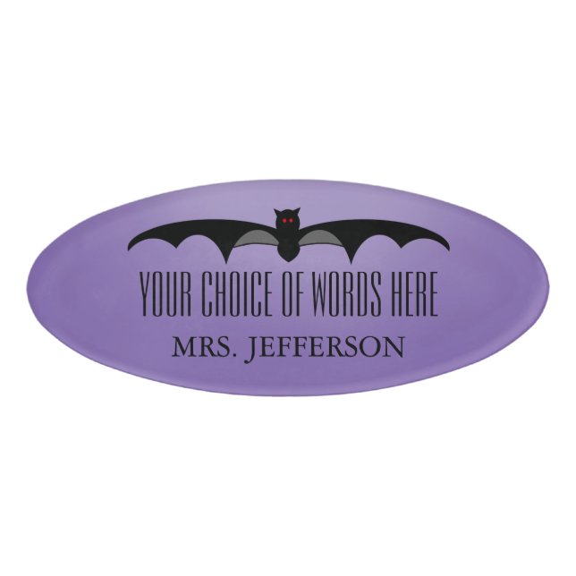 Badge D'identification Étiquette nommée de Halloween de batte déplaisante (Devant)