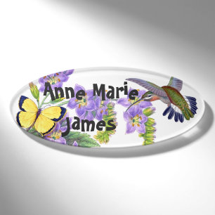 Badge D'identification Étiquette nommée florale de fleurs de papillon