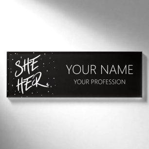 Badge D'identification Étoiles Elle Ses Pronounes