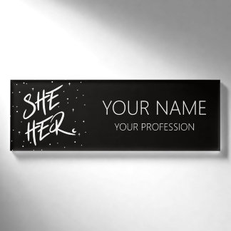 Badge D'identification Étoiles Elle Ses Pronounes